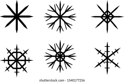 Set blue Winter Snowflake isolated on white background.