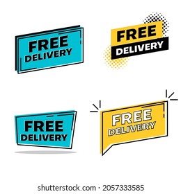 set of blue and yellow flat free delivery banner sign