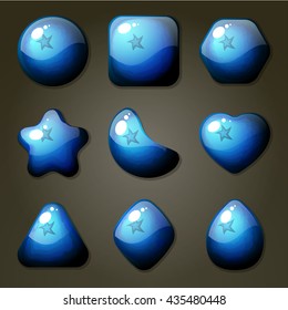Set of blueberry candies for match three game or other puzzle game