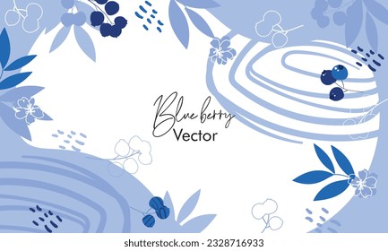 Set of Blueberry seamless pattern with simple berries in modern style. Natural background for wrapping paper and textiles