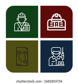 Set of blueprint icons. Such as Engineer, Engineering, Plan, Worker , blueprint icons