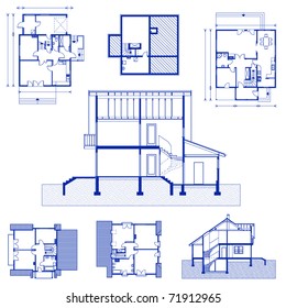 set of blueprints. vector illustration