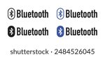 A set of Bluetooth icons in different styles and shapes, isolated on a white background.