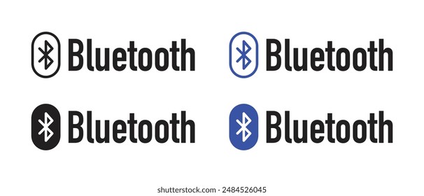 A set of Bluetooth icons in different styles and shapes, isolated on a white background.