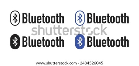 A set of Bluetooth icons in different styles and shapes, isolated on a white background.