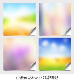 set of blur color blank  paper fold background
