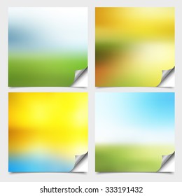 set of blur color blank  paper fold background