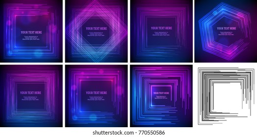 Set Blur dark gradient background of bright glow perspective with lighting square with space place for your text. Graphic image template. Abstract vector Illustration eps 10 for your business brochure