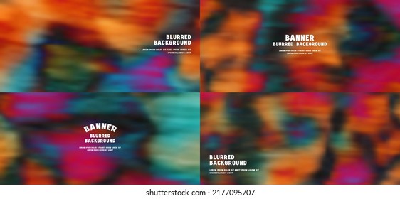 Set of blurred background for banners and flyers design. Animal color colors splash hand painted psychedelic tie dye 