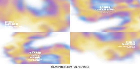 Set of blurred background for banners and flyers design. Soft colors splash hand painted psychedelic tie dye 