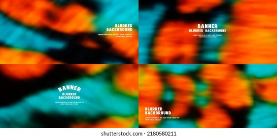 Set of blurred background for banners and flyers design. Animal color splash hand painted psychedelic tie dye style