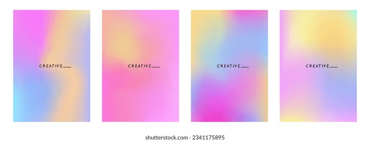 Set of blurred backgrounds with bright color gradients. Yellow and Pink. Graphic templates collection for brochure covers, posters and banners. Vector illustration.
