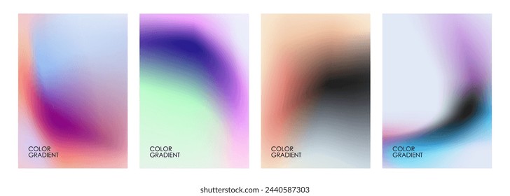 Set of blurred backgrounds. Bright color gradients. Defocused color stains for creative graphic design. Vector illustration.