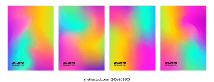 Set of blurred backgrounds. Bright color gradients. Defocused color templates for creative graphic design. Vector illustration.