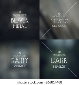 Set of blurred backgrounds. Dark mystic forest