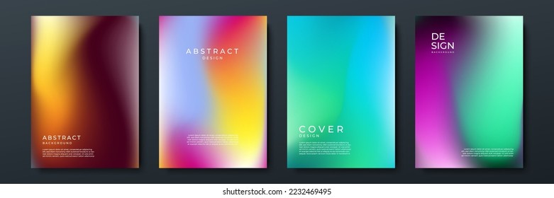 Conjunto de fondos borrosos con modernos patrones abstractos de gradiente de color borroso. Colección de plantillas para folletos, carteles, pancartas, volantes y tarjetas. Azul, rosa y blanco. Ilustración vectorial.