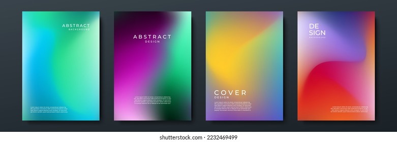 Set of blurred backgrounds with modern abstract blurred color gradient patterns. Templates collection for brochures, posters, banners, flyers and cards. Blue, pink and white. Vector illustration.