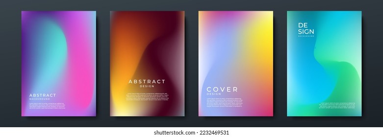 Conjunto de fondos borrosos con modernos patrones abstractos de gradiente de color borroso. Colección de plantillas para folletos, carteles, pancartas, volantes y tarjetas. Azul, rosa y blanco. Ilustración vectorial.