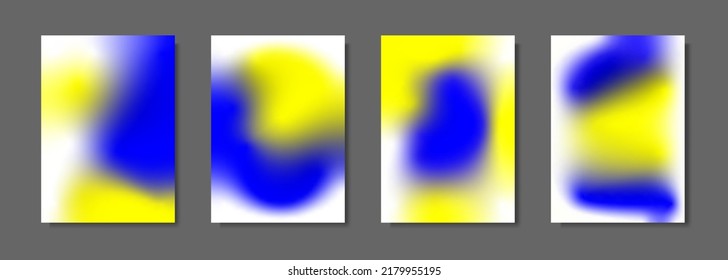 Set of blurred backgrounds with ukrainian flag blurred gradient colors. Design for for brochures, posters, banners, flyers and cards