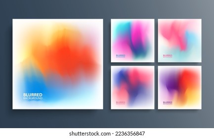 Eine Reihe unscharfer Hintergründe mit lebhaften Farbverläufen. Helle Kollektion von farbigen Grafikvorlagen für Ihr Grafikdesign. Vektorgrafik.