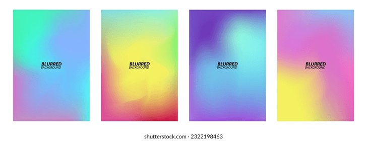 Set of blurred backgrounds with vibrant color gradients. Bright graphic templates collection for brochure covers, posters and flyers. Vector illustration.