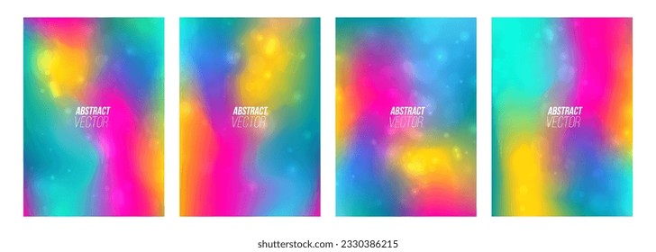 Set of blurred backgrounds with vibrant color gradients for creative graphic design. Glowing lights. Vector illustration.