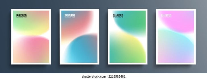 Set of blurred circles. Abstract backgrounds with soft gradient round shapes for your creative graphic design. Vector illustration.