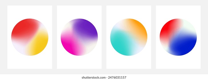 Set of blurred color round shapes. Bright color gradients. Defocused circles for creative graphic design. Vector illustration.