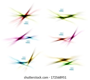 Set of blurred color shadow lines design elements