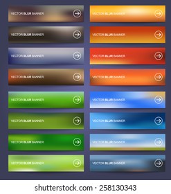 Set blurred colored banners for web design. Vector illustration