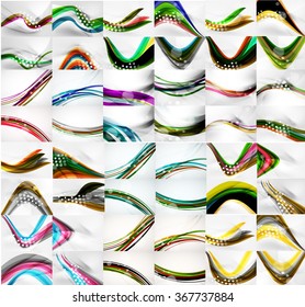 Set of blurred flowing waves backgrounds