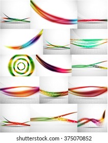 Set of blurred flowing waves backgrounds