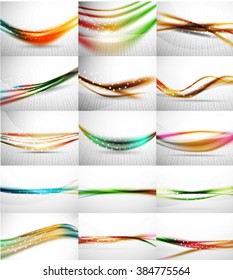 Set of blurred flowing waves backgrounds