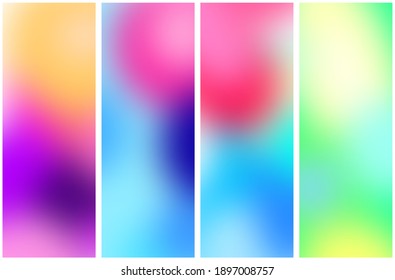 Set of blurred gradient backgrounds. Design template. For web, mobile applications, social media. Vector illustration.