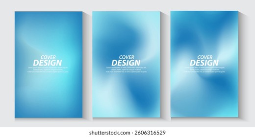 set of Blurred gradient banner and flayer background. Simple soft light backdrop on blue, purple, green, white, and blue sky. Gradient template design for poster, social post and cover book.