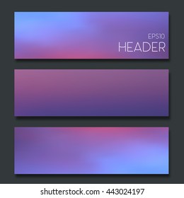Set of blurred headers for webdesign. App design elements. Vector banner