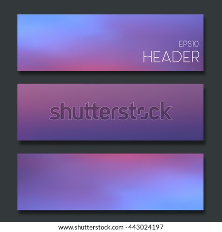 Set of blurred headers for webdesign. App design elements. Vector banner