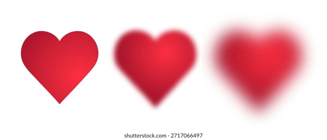 Eine Reihe unscharfer Herzen. Helle Formen für Y2K-Design. Elemente für die Valentinstag-Karte.