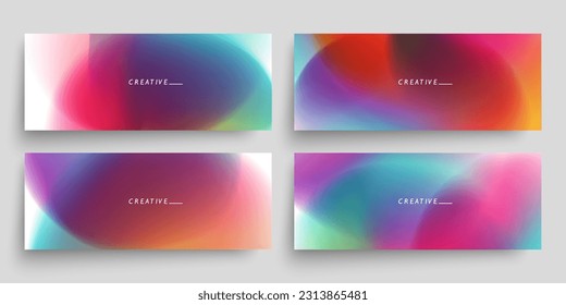 Set of blurred horizontal banners with bright color gradients. Defocused abstract vibrant templates collection for creative graphic design. Vector illustration.