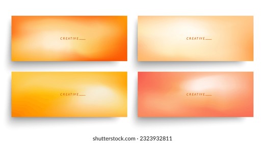 Banderas horizontales borrosas con gradientes de color naranja brillante. Colección de plantillas vibrantes abstractas desenfocadas para el diseño gráfico creativo. Ilustración vectorial.