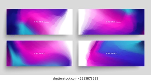 Set of blurred horizontal banners with vibrant color gradients. Defocused abstract bright templates collection for creative graphic design. Vector illustration.