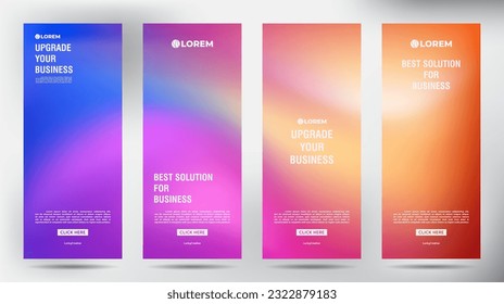 conjunto de folletos de folletos comerciales Blurred Orange Pink roll up banner design plantilla vertical, fondo de presentación de portada, publicación moderna x-banner y banner, stand de banner Rolup up 