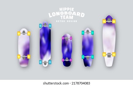 Montaje de impresiones borrosas en longboards. Ilustración del vector