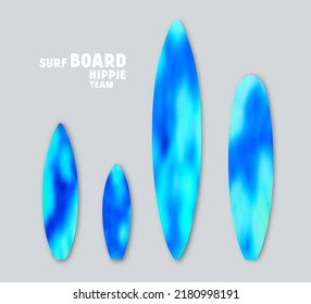 Conjunto de impresiones borrosas en tablas de surf. Diseño de color azul. Ilustración del vector