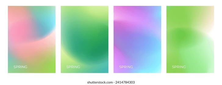 Set of blurred spring theme color backgrounds for creative Springtime graphic design. Vector illustration.