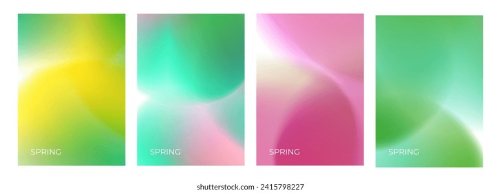 Set of blurred spring theme color backgrounds for creative Springtime graphic design. Vector illustration.