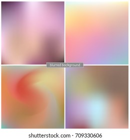 Set of blurred vector backgrounds. Abstract color illustration. Holographic.