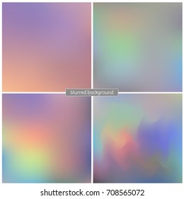Set of blurred vector backgrounds. Colored bright abstract illustration. Template. Web. holographic. rainbow