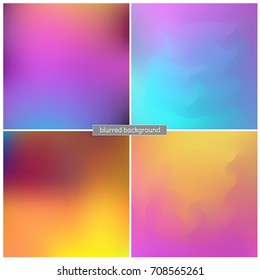 Set of blurred vector backgrounds. Colored bright abstract illustration. Template. Web.