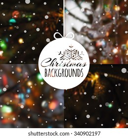 Set of blurred vector Christmas or New Year backgrounds for your design. Vector illustration.